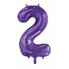Load image into Gallery viewer, INFLATED Purple Number Foil Balloon 86cm
