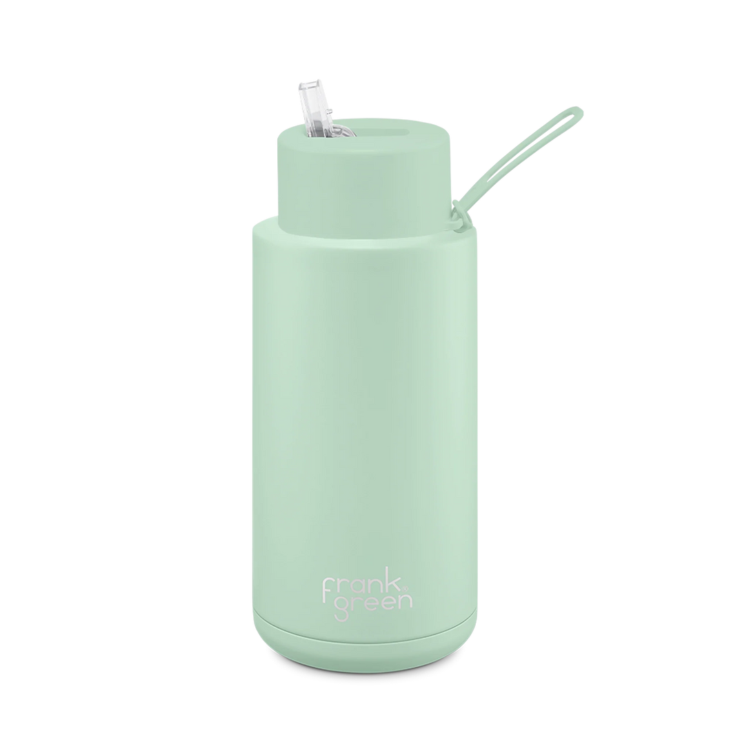 Frank Green Ceramic Reusable Bottle with Straw Lid 1 ltr - Mint Gelato
