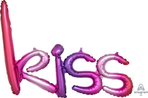 Ombre 'KISS' script foil balloon