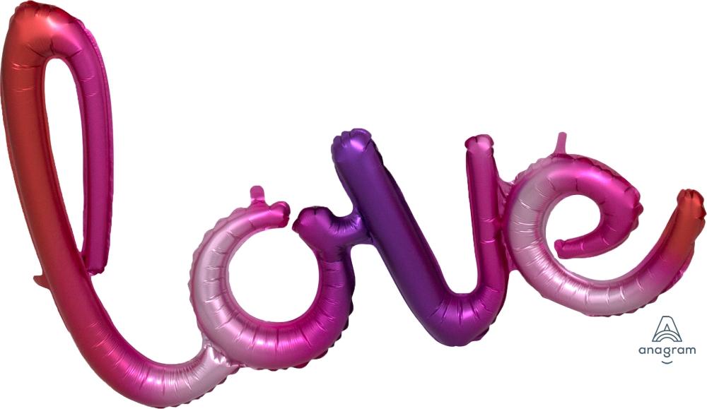 Ombre 'LOVE' script foil balloon