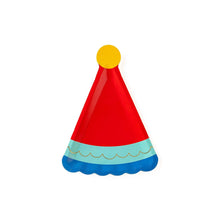 Load image into Gallery viewer, Blue Birthday Hat Shaped Plate (Pack 8)