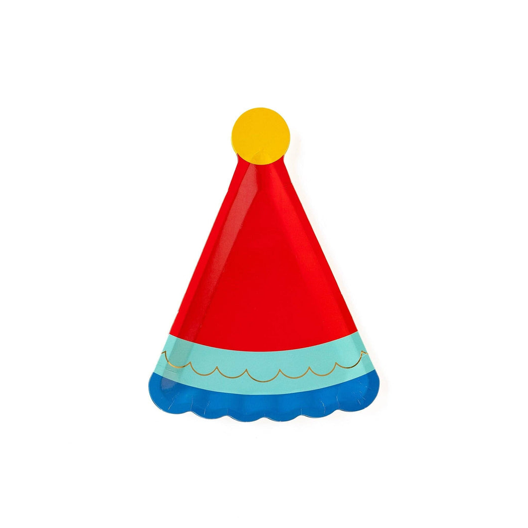 Blue Birthday Hat Shaped Plate (Pack 8)