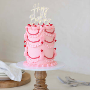 Happy Birthday Gold & Clear Layered Acrylic Cake Topper