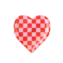 Load image into Gallery viewer, Checkered Heart Shaped Paper Plate (Pack 8)