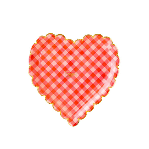 Checkered Heart Shaped Paper Plate (Pack 8)