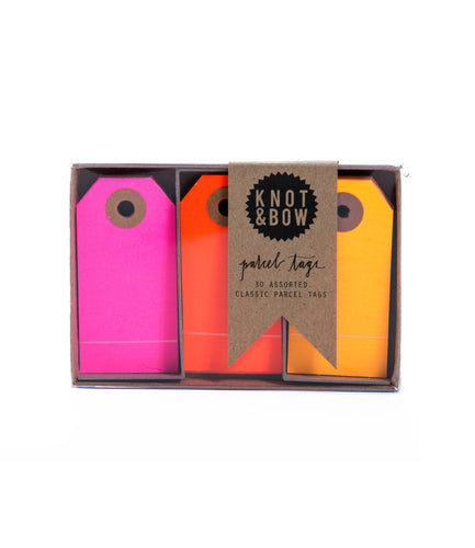 Knot & Bow Warm Neon Parcel Tags Trio
