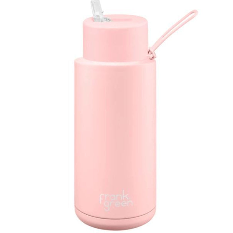 Frank Green Ceramic Reusable Bottle with Straw Lid 1 ltr - Blushed