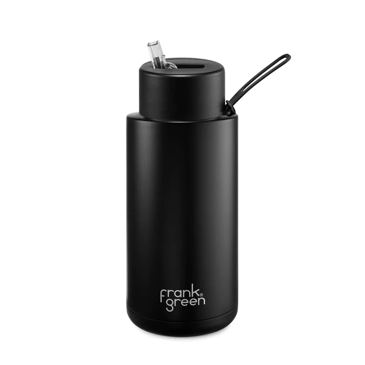 Frank Green Ceramic Reusable Bottle with Straw Lid 1 ltr - Midnight