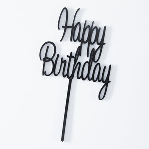 Happy Birthday Black Acrylic Cake Topper