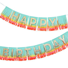 Load image into Gallery viewer, Rainbow Happy Birthday Fringe Garland