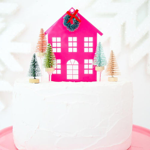 Holiday House Acrylic Cake Topper