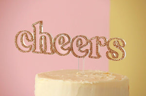 Cheers Rose Gold Cake Topper