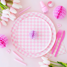 Load image into Gallery viewer, Checkered Pink Plates Small (Pack 8)