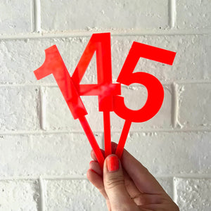 Neon Red Cake Topper Number 8