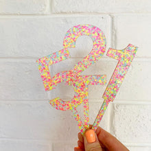 Load image into Gallery viewer, Neon Sorbet Glittery Cake Topper Number 7