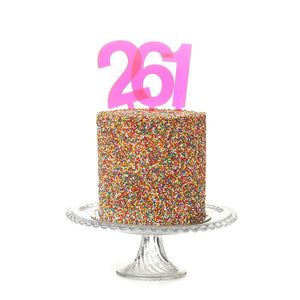 Pink Neon Number Cake Topper