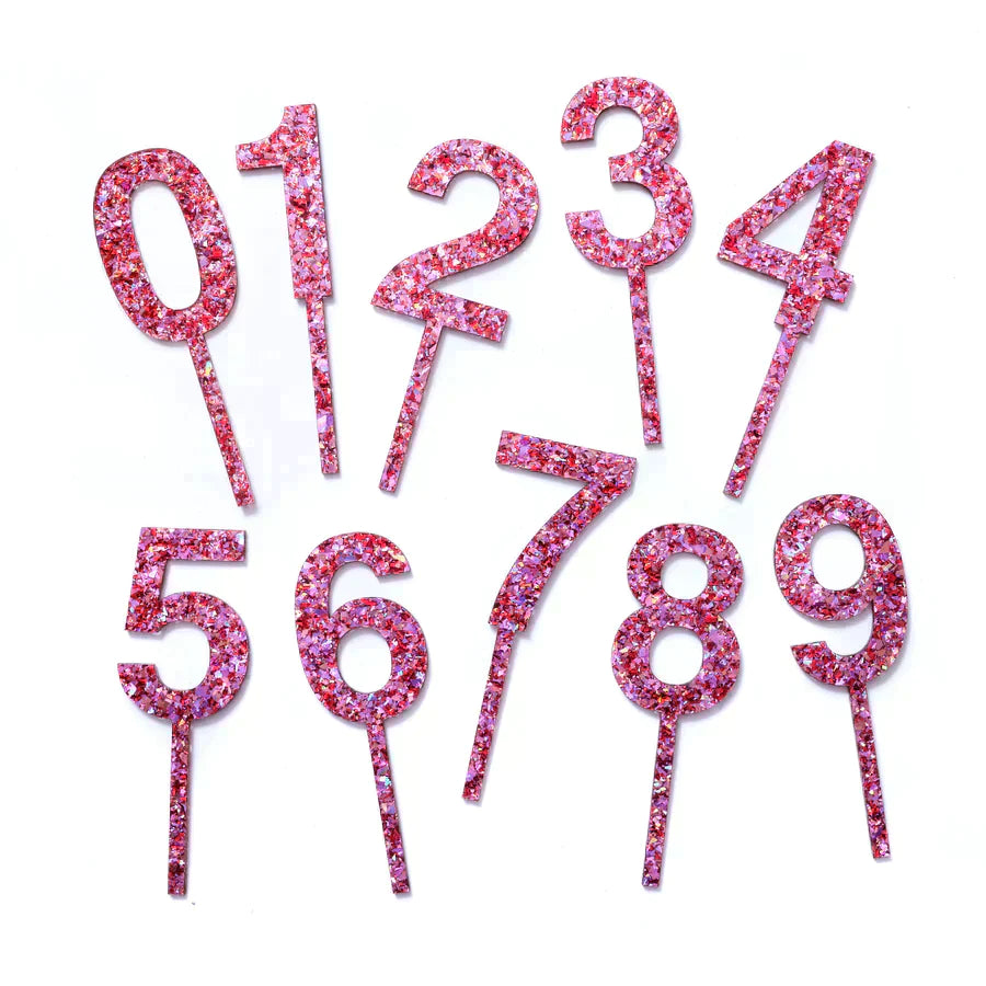 Red/Pink Glitter Cake Topper Number 9