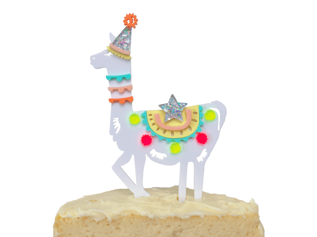 Hey Party Llama Pastel Cake Topper
