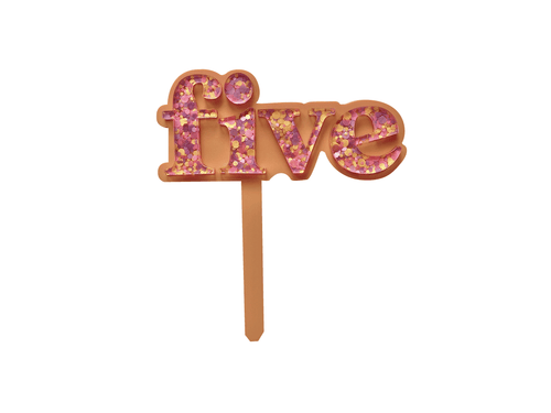 Five Is Fun Pastel Peach + Sorbet Confetti Cake Topper