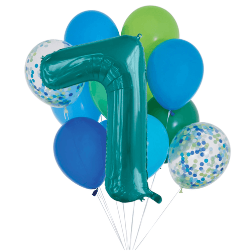 INFLATED Balloon Bunch Handsome + Teal Number Foil