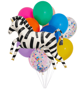 INFLATED Balloon Bunch Rainbow + Zebra Foil