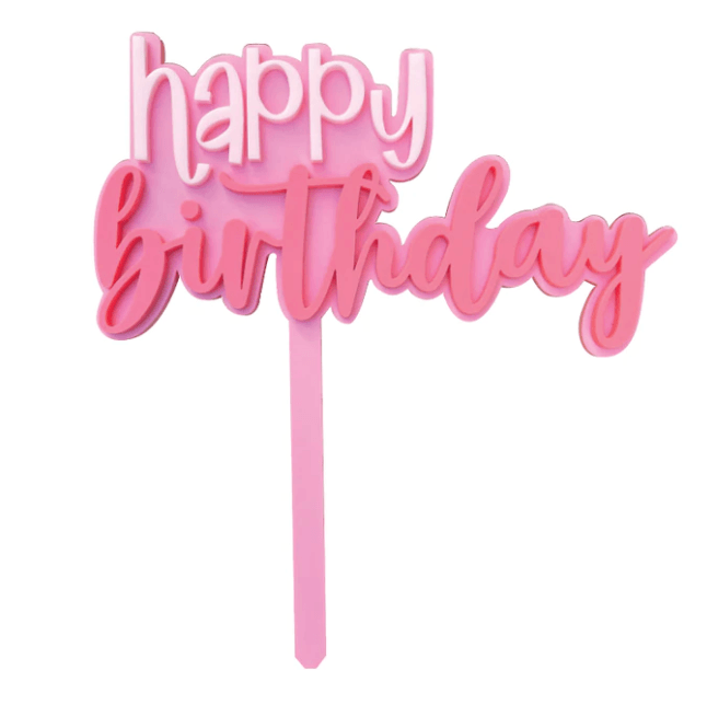 Pink Gelati Happy Birthday Topper