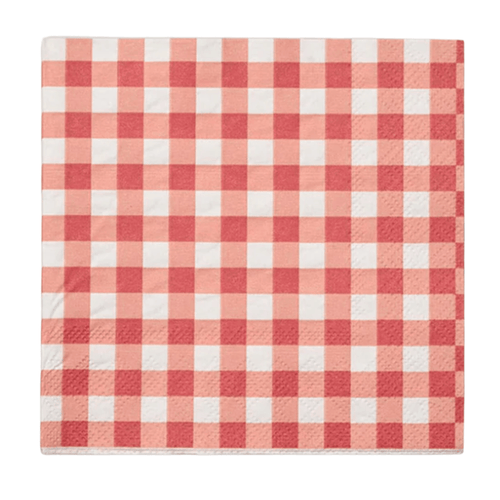 Red Gingham Small Napkins (Pack 25)
