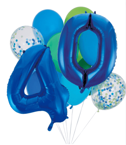INFLATED Balloon Bunch Handsome + Blue Number Foil Double Numbers