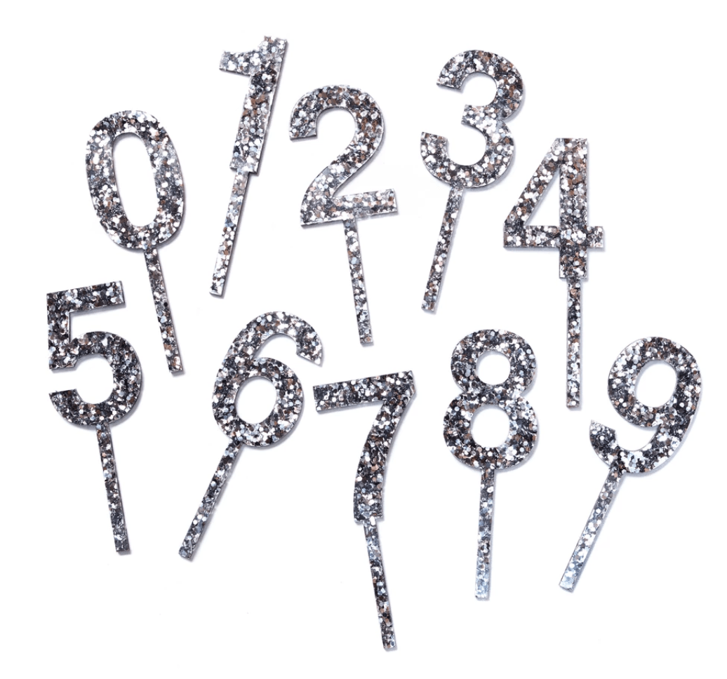 Silver Glitz Cake Topper Number 9