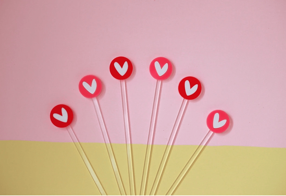 HEART Drink Stirrers/Cake Toppers