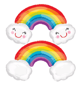 Smiley Rainbow Clouds Foil Balloon