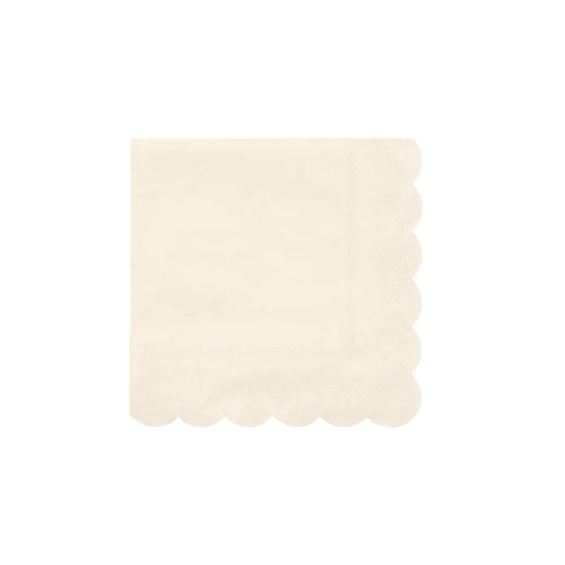 Cream Scalloped Edge Napkins Small (Pack 20)