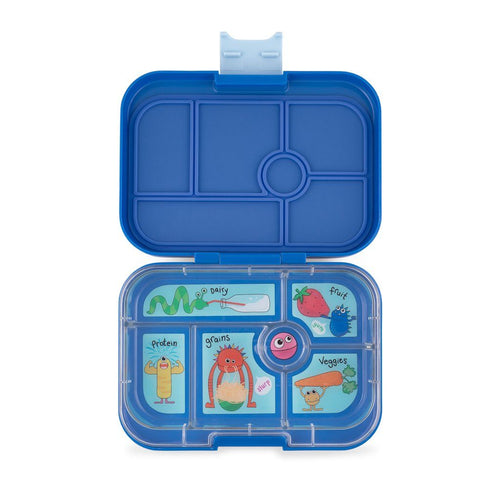 Yumbox Original 6 Compartment True Blue Funny Monsters Tray