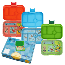 Load image into Gallery viewer, Yumbox Original 6 Compartment GO Green Funny Monsters Tray
