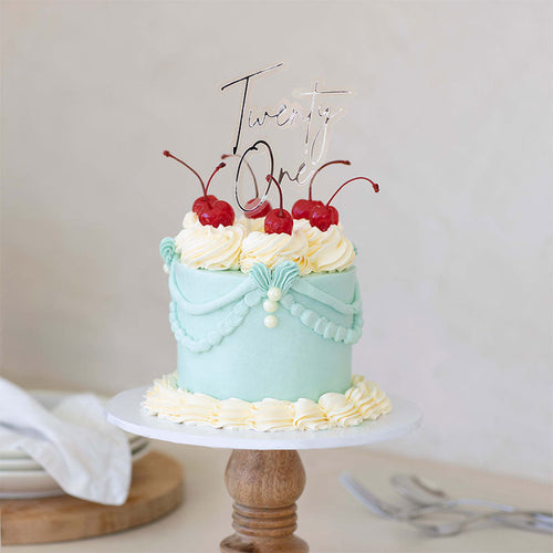 Twenty One Silver & Clear Layered Acrylic Cake Topper