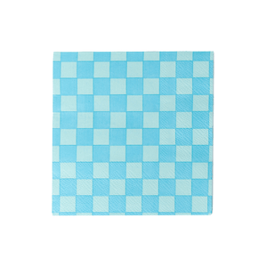 Checkered Blue Small Napkins (Pack 20)