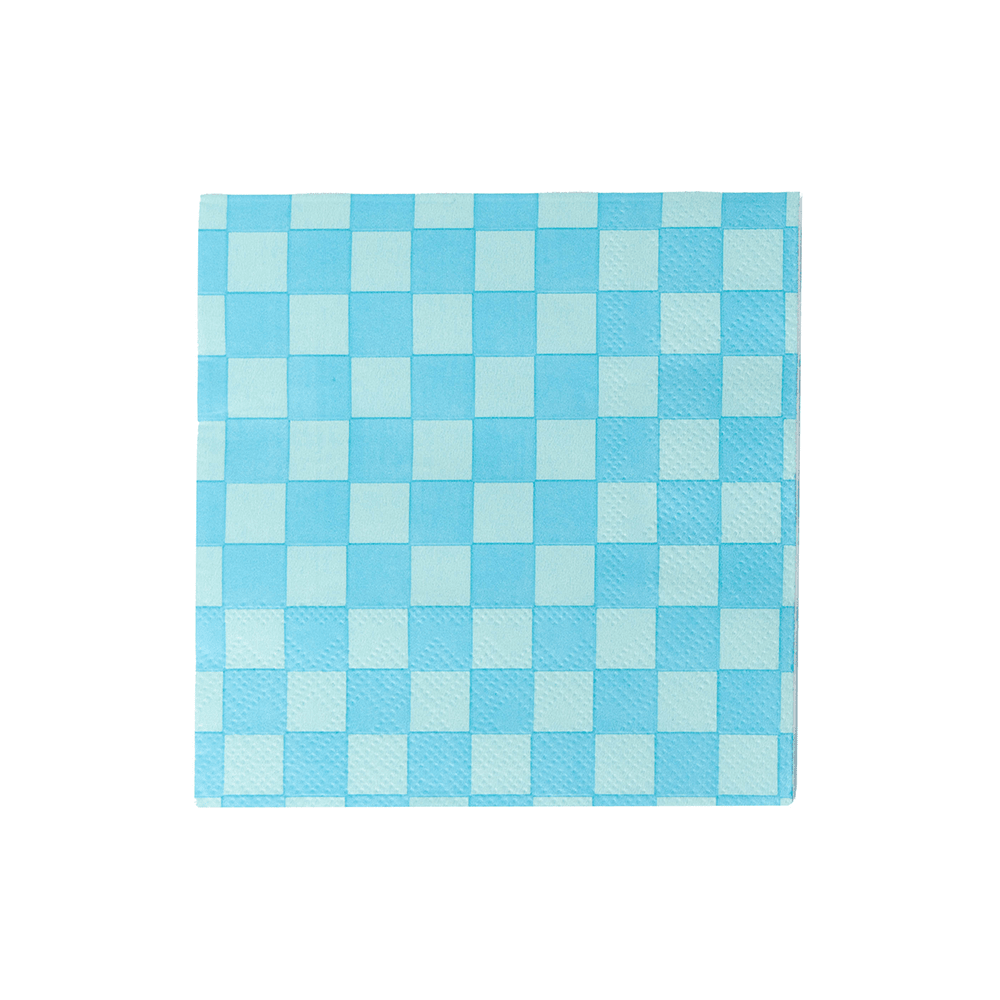 Checkered Blue Small Napkins (Pack 20)