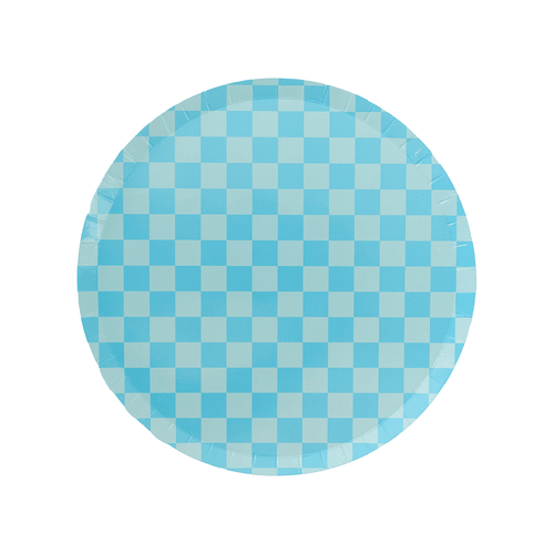 Checkered Blue Plates Small (Pack 8)