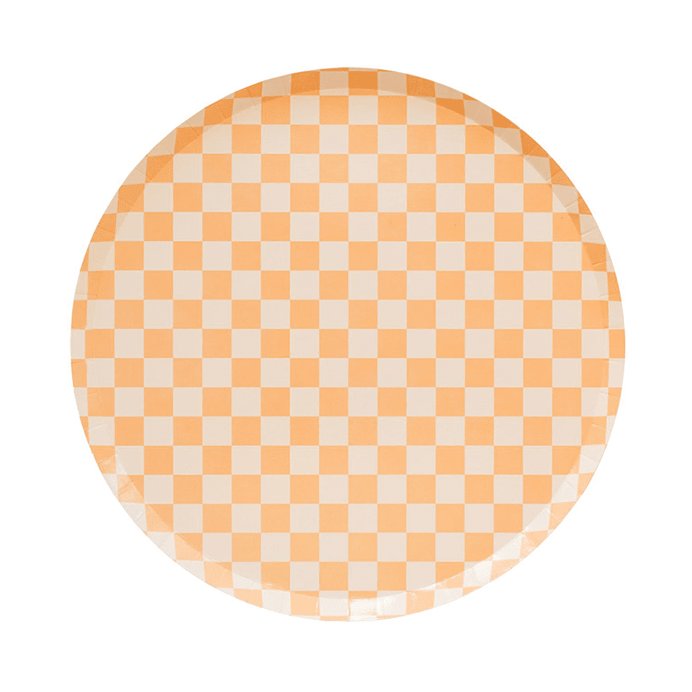 Checkered Peaches and Cream Plates Small (Pack 8)