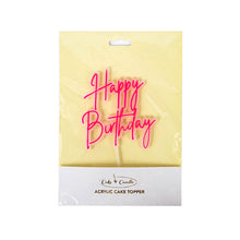 Load image into Gallery viewer, Happy Birthday Neon Pink Layered Acrylic Cake Topper