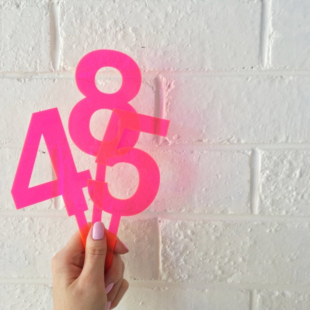 Pink Neon Number Cake Topper – Invite Me