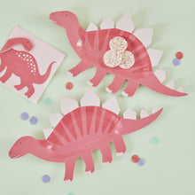 Load image into Gallery viewer, Pink Dinosaur Plates (Pack 8)