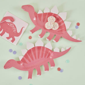 Pink Dinosaur Plates (Pack 8)