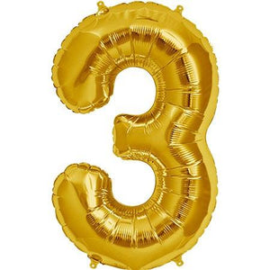 INFLATED Gold Number Foil Balloon 86cm