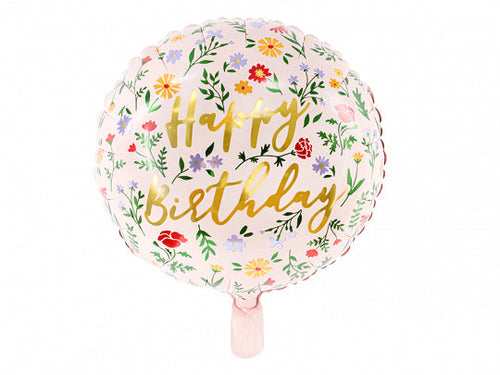 Floral Happy Birthday Foil Balloon