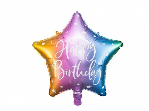 Happy Birthday Pastel Star Foil Balloon