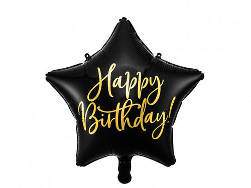 Happy Birthday Black Star Foil Balloon