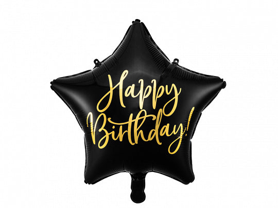 Happy Birthday Black Star Foil Balloon