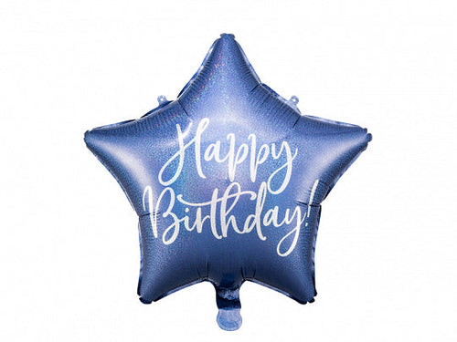 Happy Birthday Navy Blue Star Foil Balloon