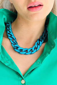 MOSK The Met Chain Necklace - Blue Metallic
